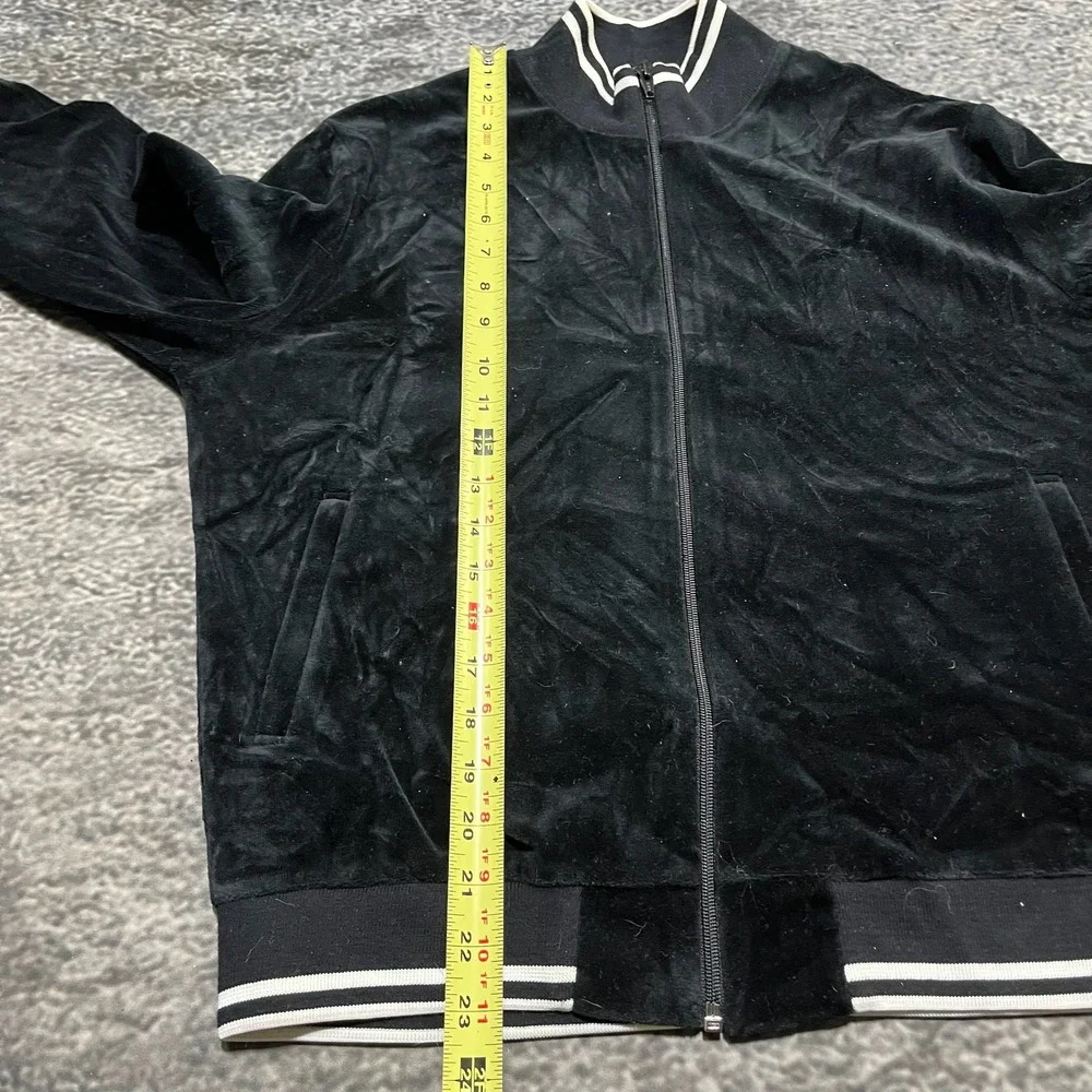 Burberry Golf Striped Bomber Jacket Womens Medium Black Full Zip Velvet Designer